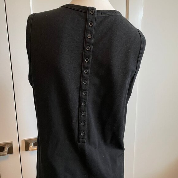 Lacoste Slvless Crew Nk Midi Cotton Sheath Dress Black Sz 42 - Picture 6 of 13